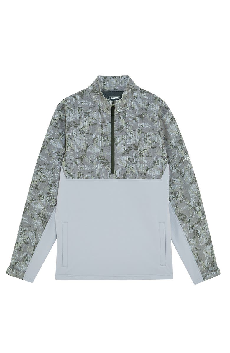 Lyle & Scott Golf Printed Half Zip Windjammer Jacket, Alternate, color, True Iron/ Jet Black