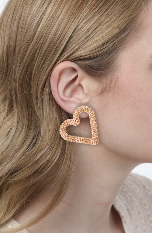 Deepa Gurnani Preeti Beaded Heart Hoop Earrings In Pink