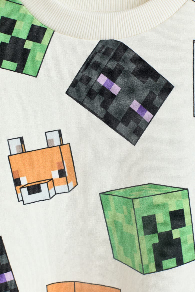 Printed Sweatshirt, Alternate, color, White/Minecraft