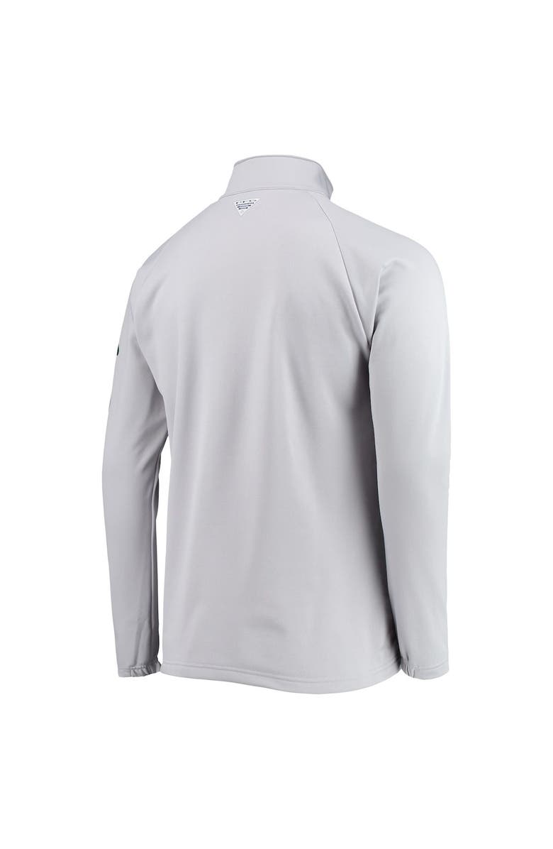 Columbia Men's Columbia Gray Ohio State Buckeyes Terminal Tackle Fleece Raglan Omni-Shade Quarter-Zip Jacket, Alternate, color,