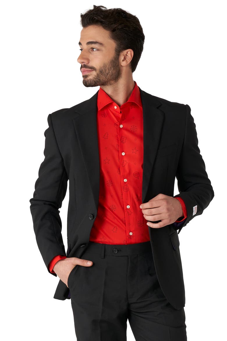Christmas Icons Red Stretch Button-Up Shirt, Alternate, color, RED