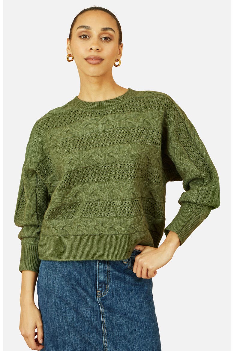 Cable Knit Relaxed Fit Jumper, Main, color, Green