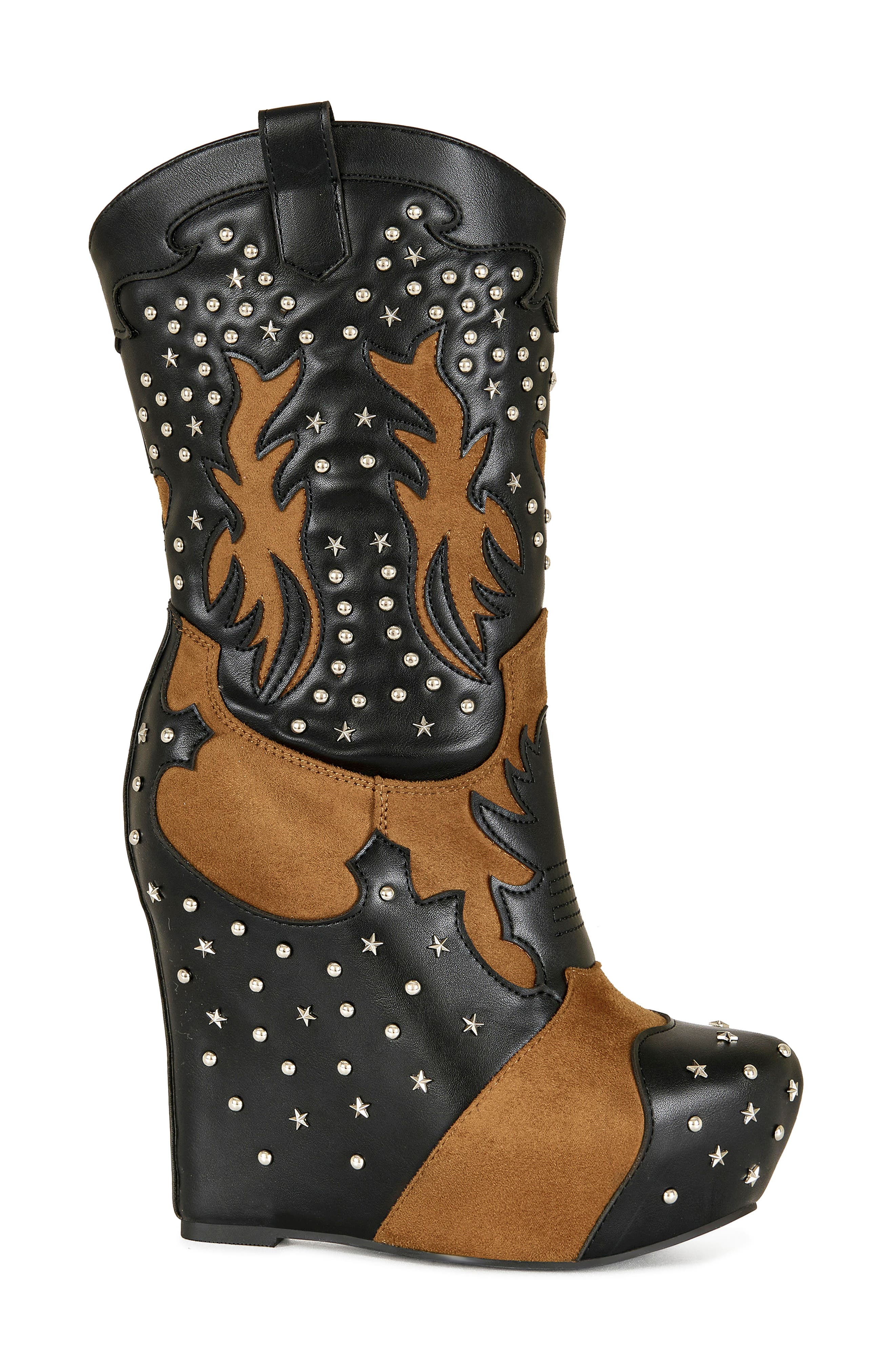 AZALEA WANG Callia Platform Western Boot, Alternate, color, Black Multi