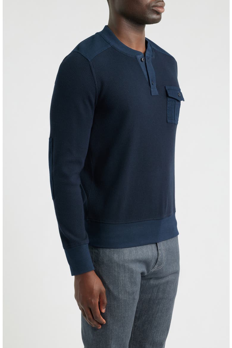 Waffle Stitch Stretch Cotton & Wool Henley, Alternate, color, NAVY