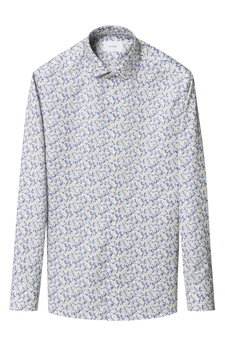 Eton Slim Fit Signature Twill Floral Button-Up Shirt, Alternate, color, Light Purple