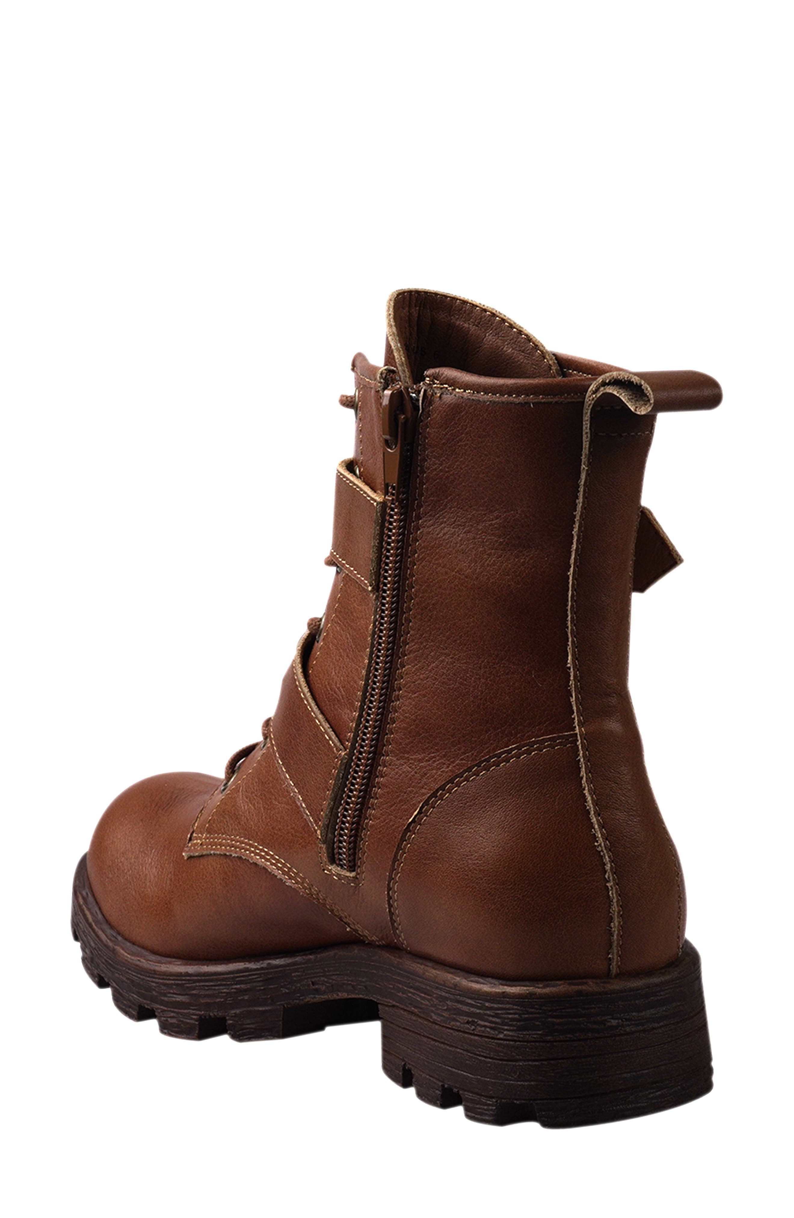 Candie's Stanza Lug Sole Moto Bootie, Alternate, color, Tan Leather