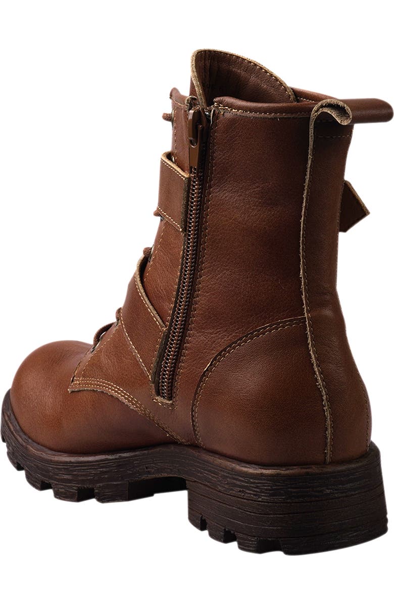 Candie's Stanza Lug Sole Moto Bootie, Alternate, color, Tan Leather