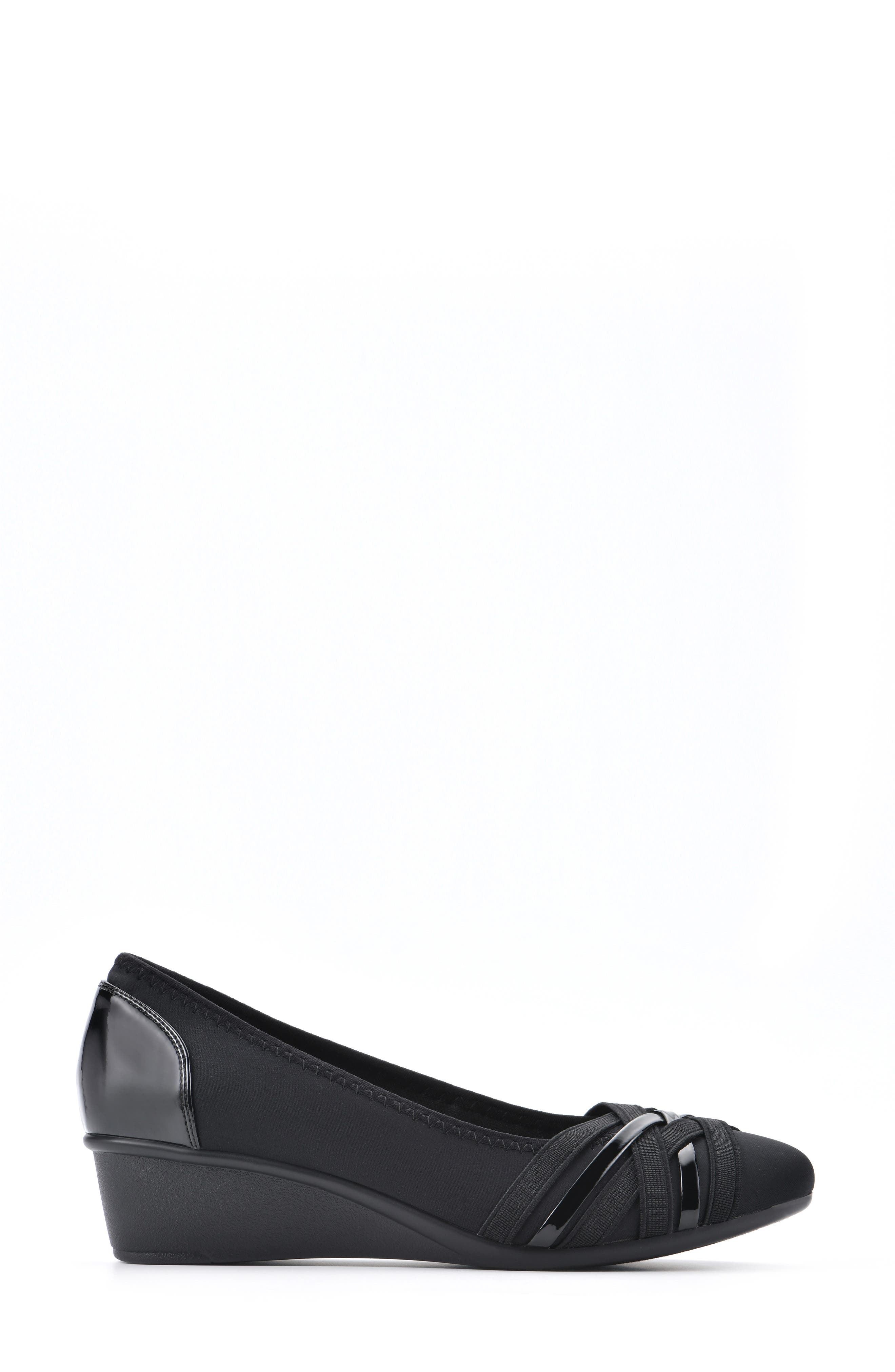 CLIFFS BY WHITE MOUNTAIN Bowie Wedge Pump - Wide Width Available, Alternate, color, Black/ Nylon
