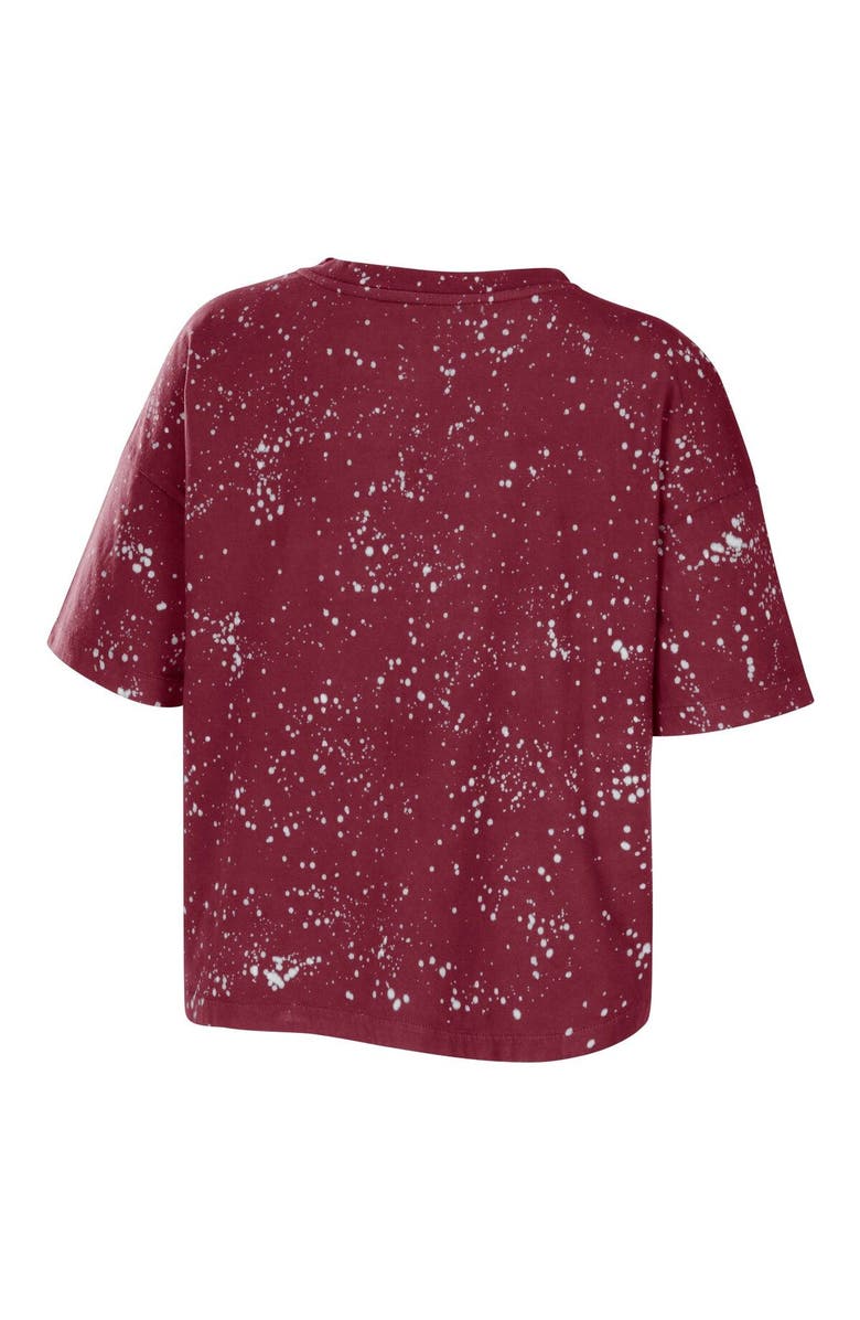 WEAR by Erin Andrews Women's WEAR by Erin Andrews Garnet South Carolina Gamecocks Bleach Wash Splatter Cropped Notch Neck T-Shirt, Alternate, color, Garnet