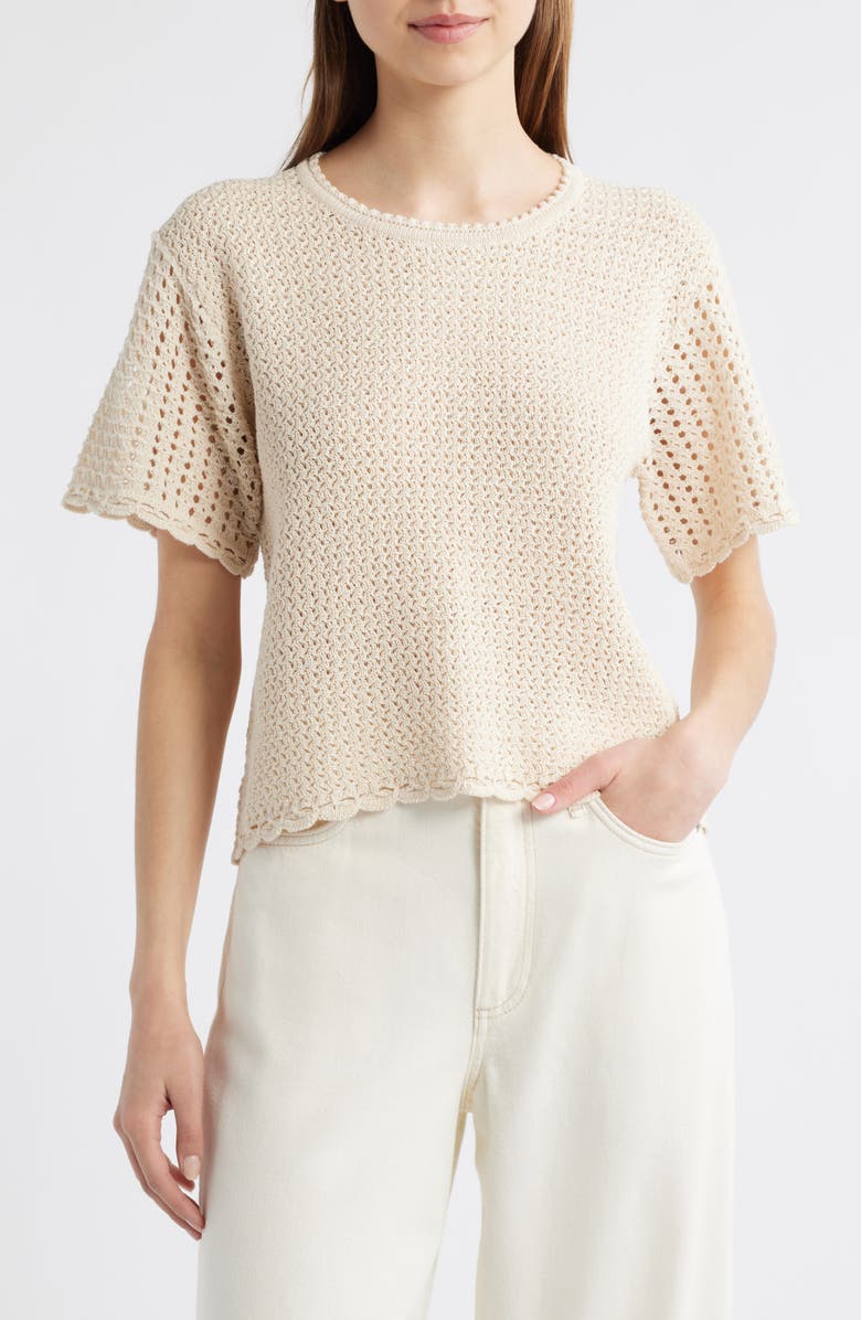 rag & bone Khloe Open Stitch Cotton & Linen Sweater, Main, color, 