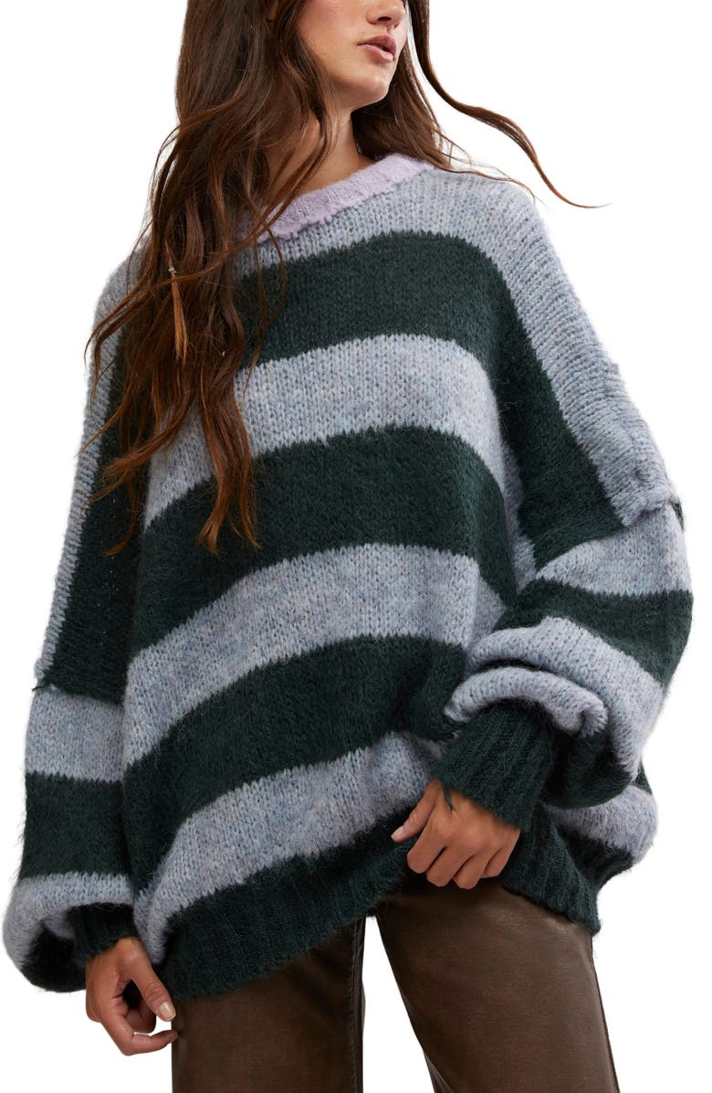 Free People Paris Stripe Oversize Alpaca & Wool Blend Sweater, Main, color, 