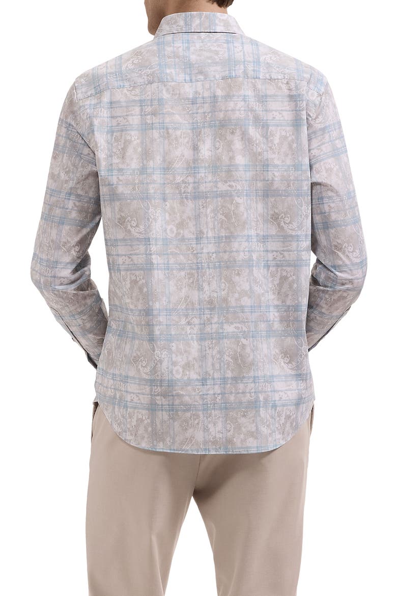 Julian Shaped Plaid Floral Button Up Shirt, Alternate, color, COBBLESTONE