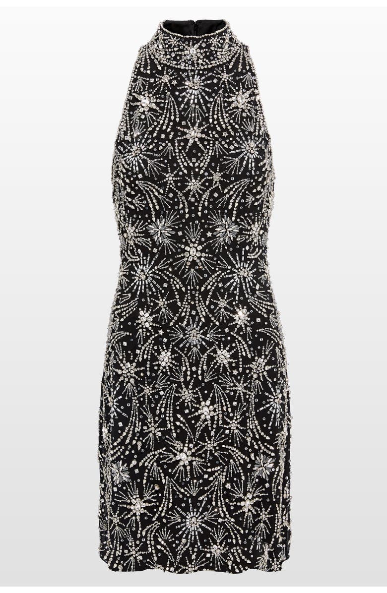 Jenny Packham Starry Night Embellished Mini Dress, Main, color, Liquorice