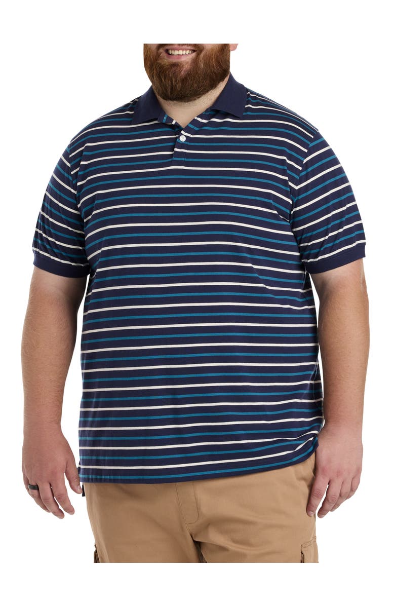 Harbor Bay by DXL Big & Tall Multi-Stripe Polo Shirt, Main, color, Evening Blue