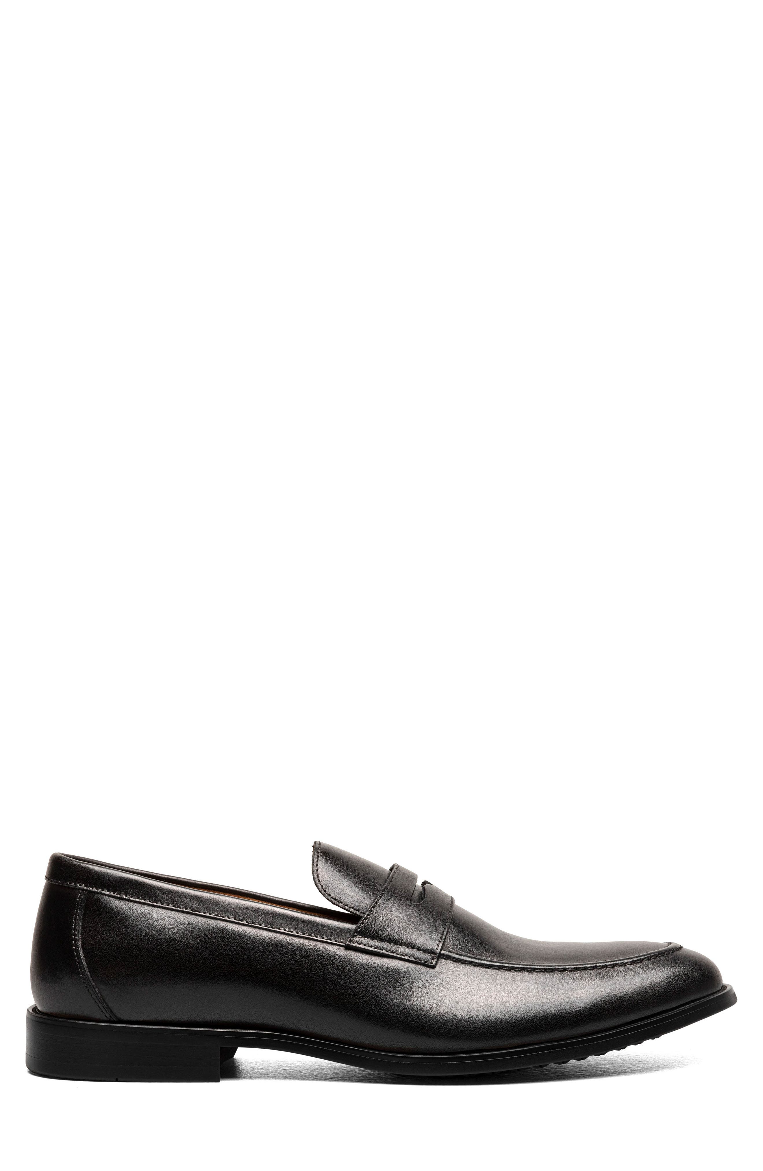 Ruvo Moc Toe Penny Loafer, Alternate, color, BLACK/ BLACK SMOOTH