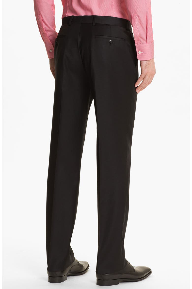 Trim Fit Wool Suit, Alternate, color, SOLID BLACK