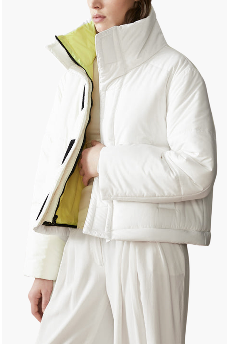 Reversible Cropped Down Coat, Main, color, Winter White / Yellow
