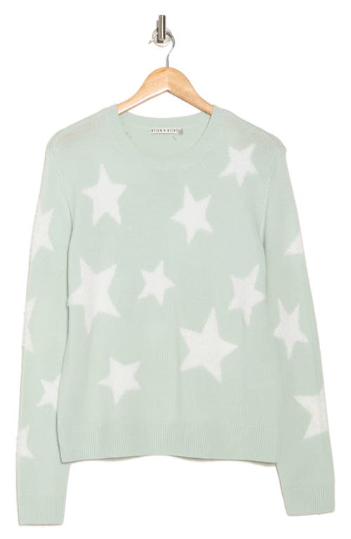 Alice And Olivia Alice + Olivia Andora Fuzzy Star Wool Blend Sweater In Green