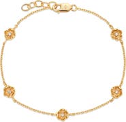 MADE BY MARY Cubic Zirconia Birthstone Flower Station Bracelet