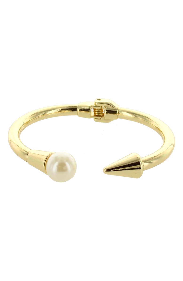 OLIVIA WELLES Elsie Spike & Imitation Pearl Cuff Bracelet, Main, color, 