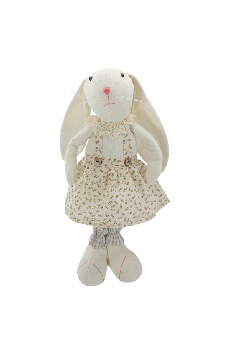 Northlight Standing Easter Bunny Rabbit Girl in Floral Dress Decoration - 14.5" - Cream, Main, color, Ivory