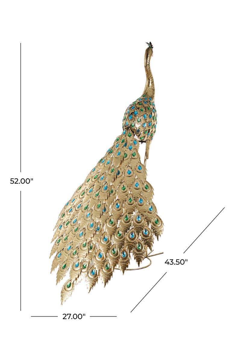 UMA Crystal Peacock Garden Sculpture, Alternate, color, Goldtone