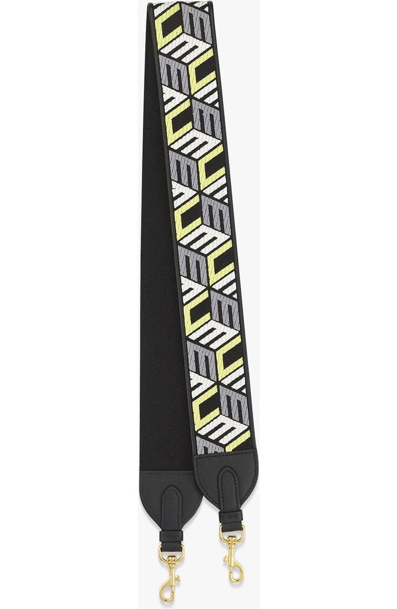 MCM Aren Shoulder Strap in Cubic Monogram Webbing, Main, color, Black