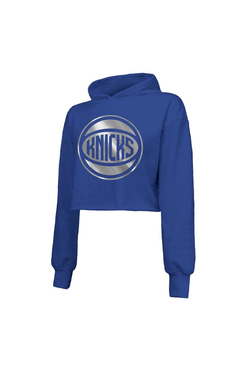 Majestic Threads Women's Majestic Threads  Royal New York Knicks Tri-Blend Cropped Pullover Hoodie, Alternate, color, Royal