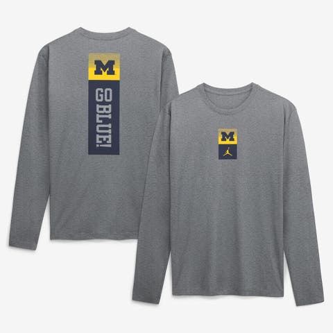 Men's Jordan Brand Heather Gray Michigan Wolverines Double Stack Legend Dri-FIT Long Sleeve T-Shirt