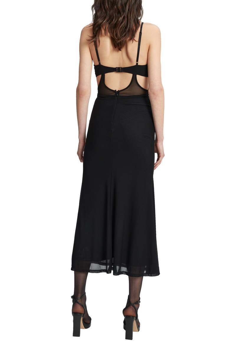 Bardot Harlequin Mesh Panel Cutout Midi Dress, Alternate, color,