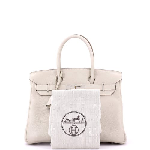 Pre-owned Hermes  Hermes Birkin Handbag Light Clemence With Palladium Hardware 30 In White