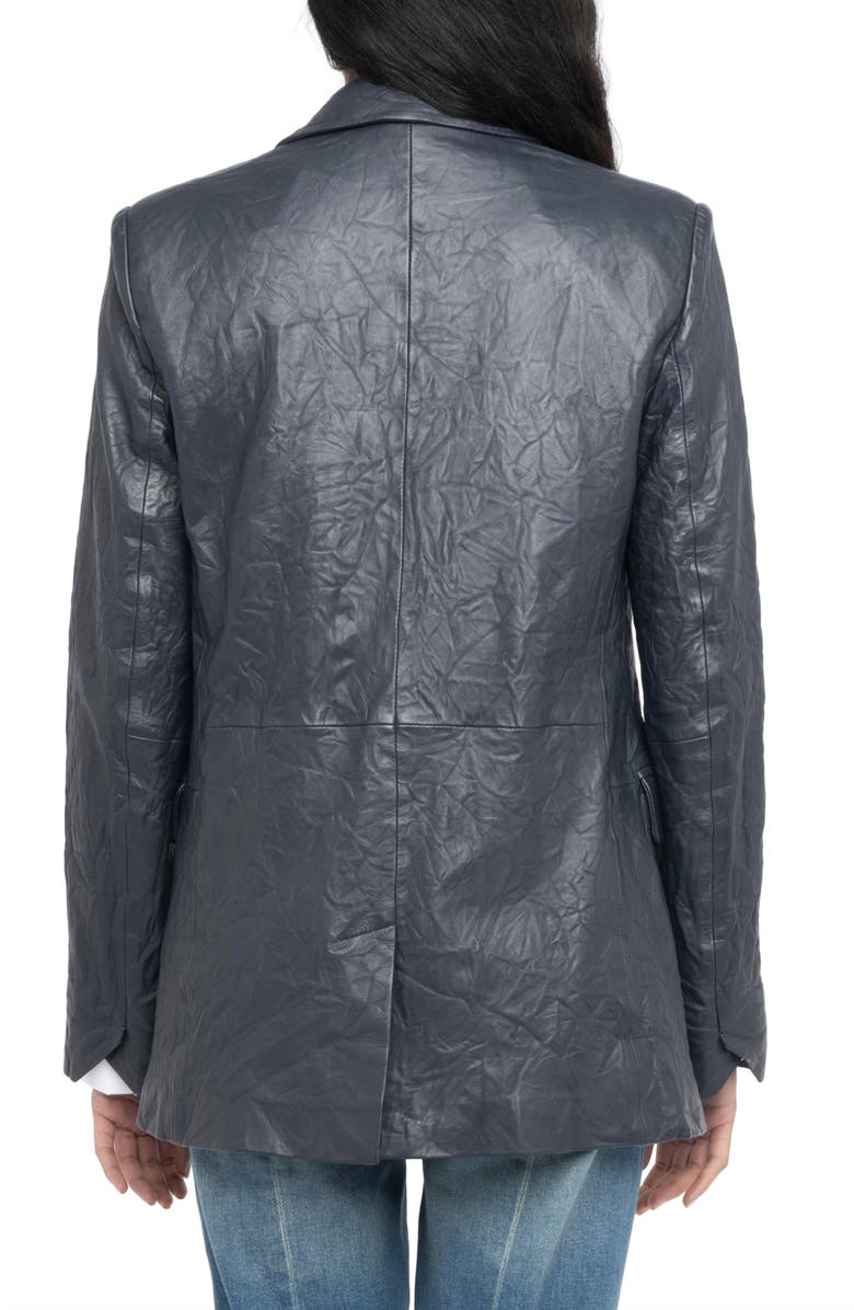 Zadig & Voltaire Valse Crinkled Leather Blazer, Alternate, color, Encre