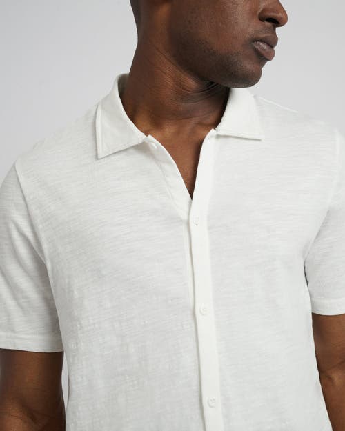 Onia Crochet Button Front Short Sleeve Sweater In White