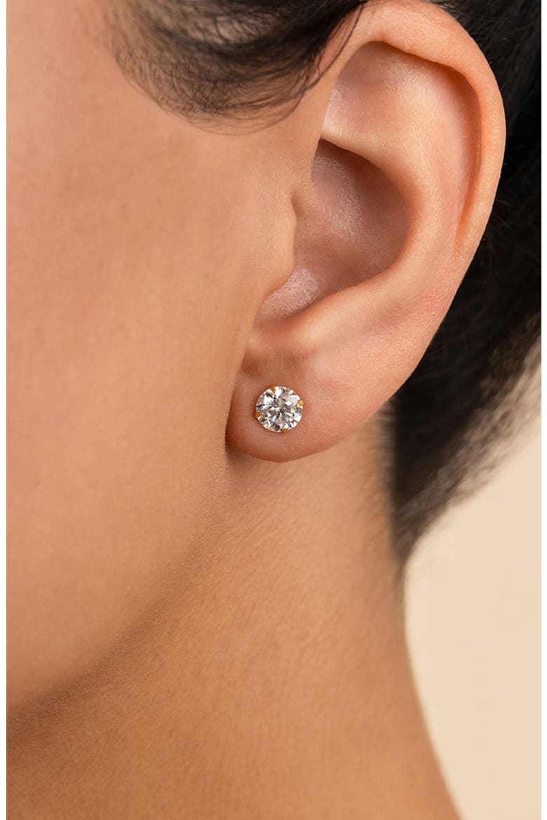 Round Cut Cubic Zirconia Stud Earrings, Alternate, color, GOLD