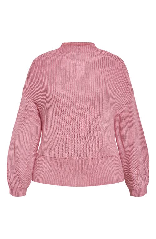 City Chic Halo Funnel Neck Rib Sweater In Pink