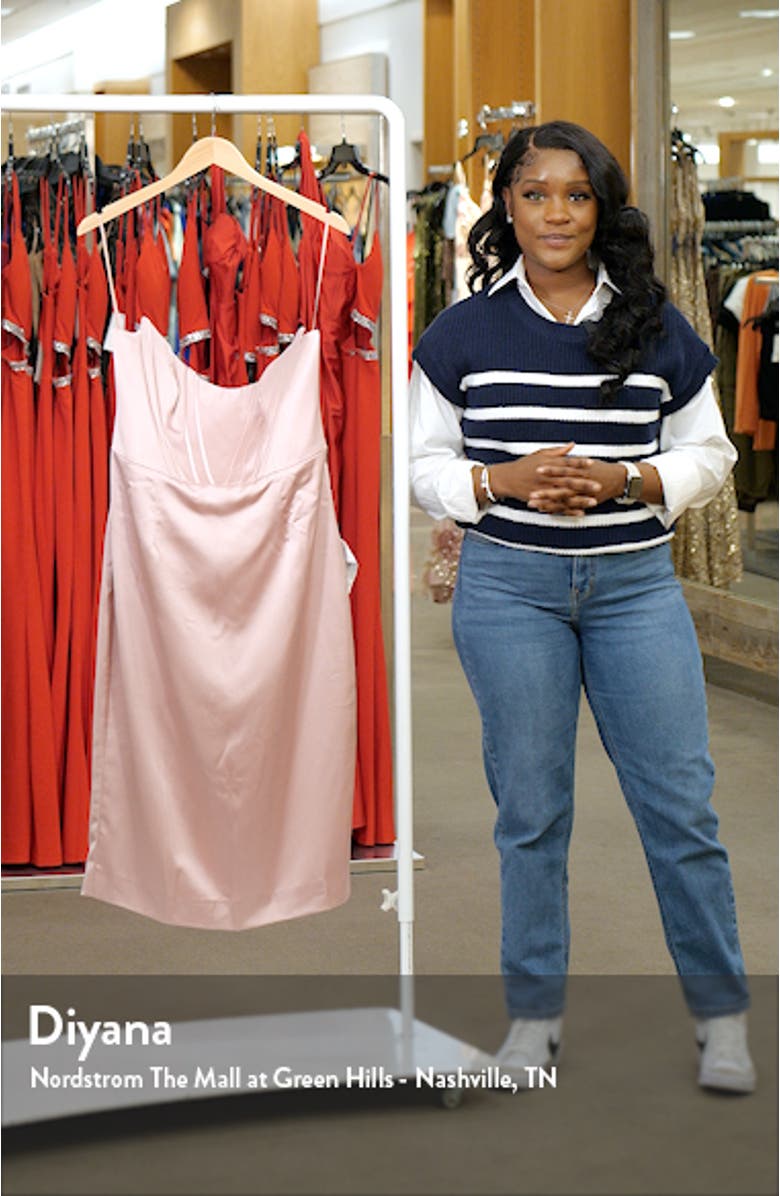 Cosette Strapless Satin Corset Cocktail Dress, sales video thumbnail