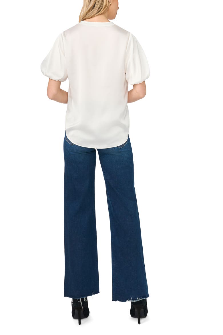 Puff Sleeve Satin Top, Alternate, color, NEW IVORY