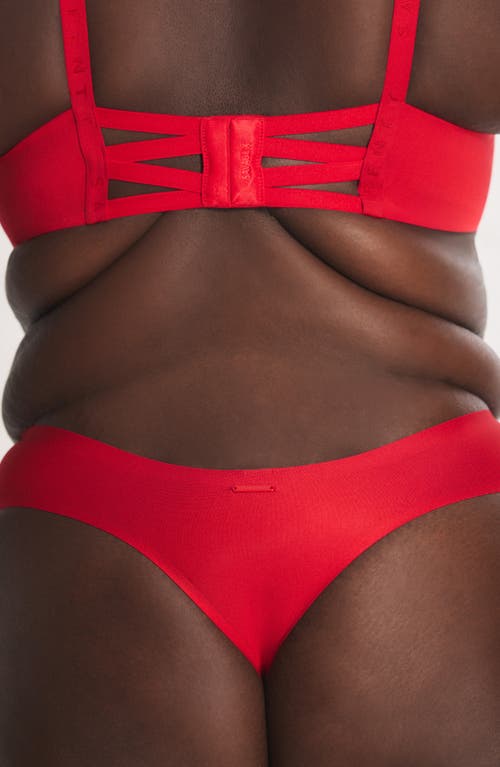 Savage X Fenty Microfiber Rhinestone Thong In Red