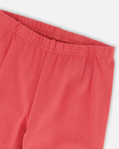 Deux Par Deux Organic Cotton Leggings With Apples In Red