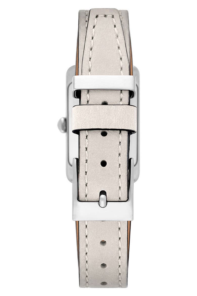 Moment Leather Strap Watch, 19mm x 30mm, Alternate, color, PUTTY/ WHITE/ SILVER