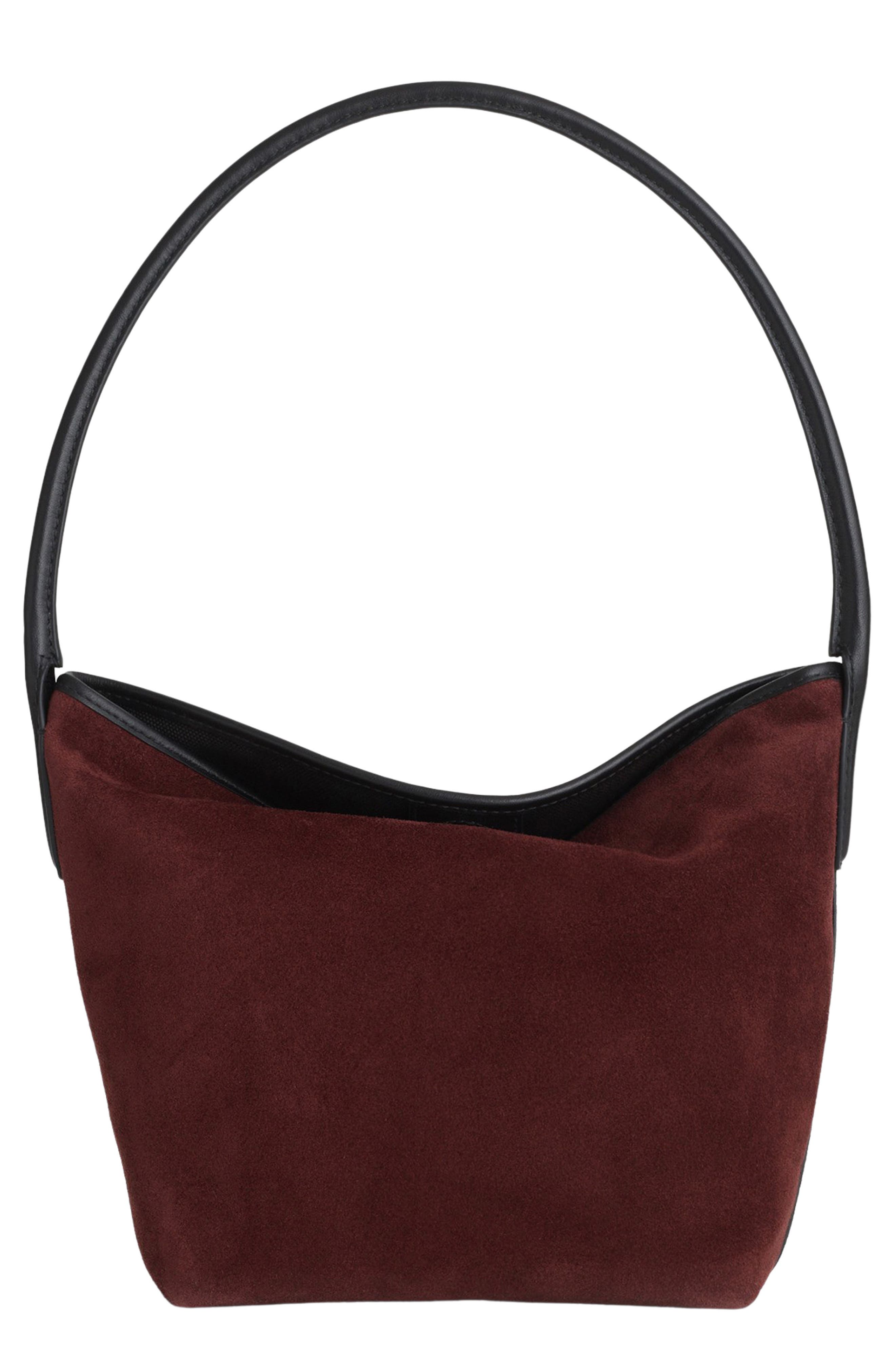 The Port Suede Lid Shoulder Bag, Main, color, OXBLOOD MULTI