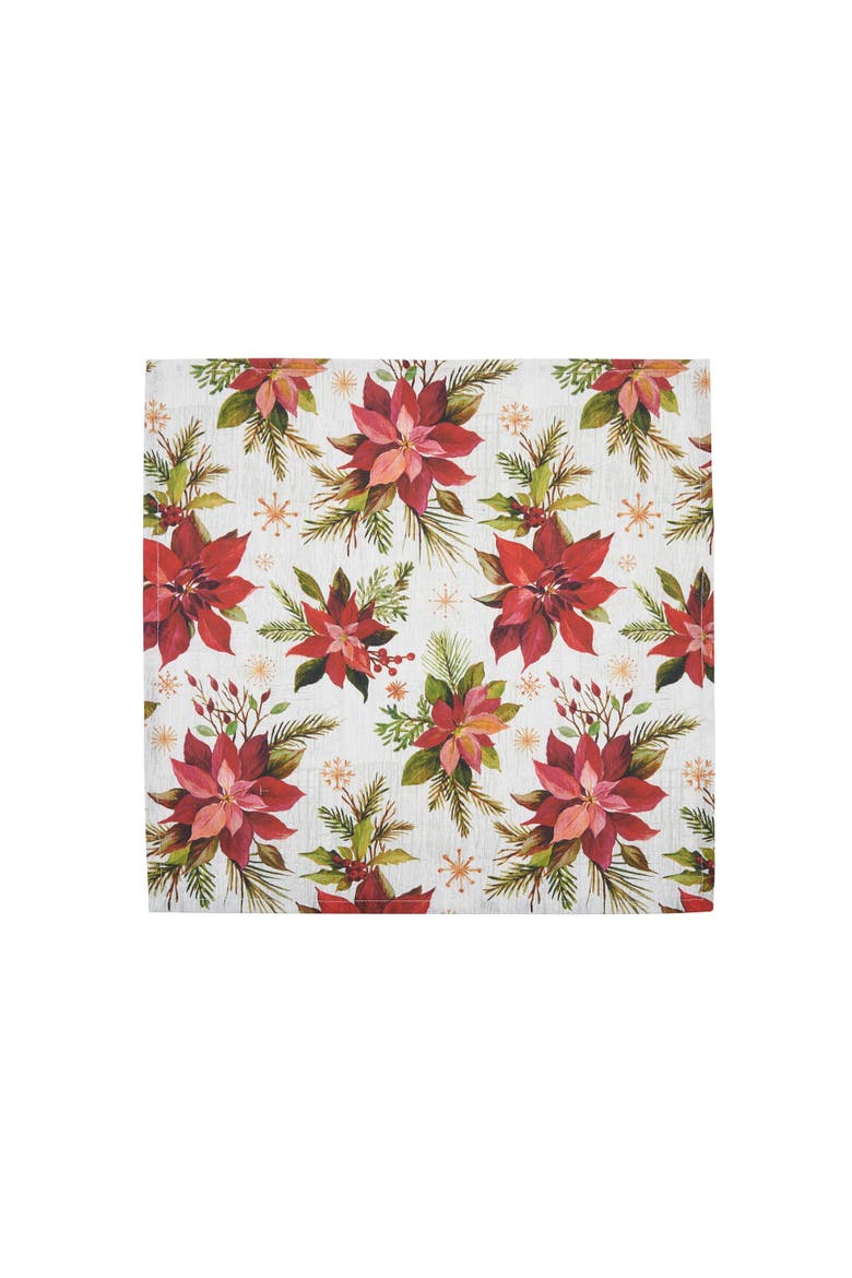 Poinsettia Christmas Single Cloth Napkin, Alternate, color, Yellow