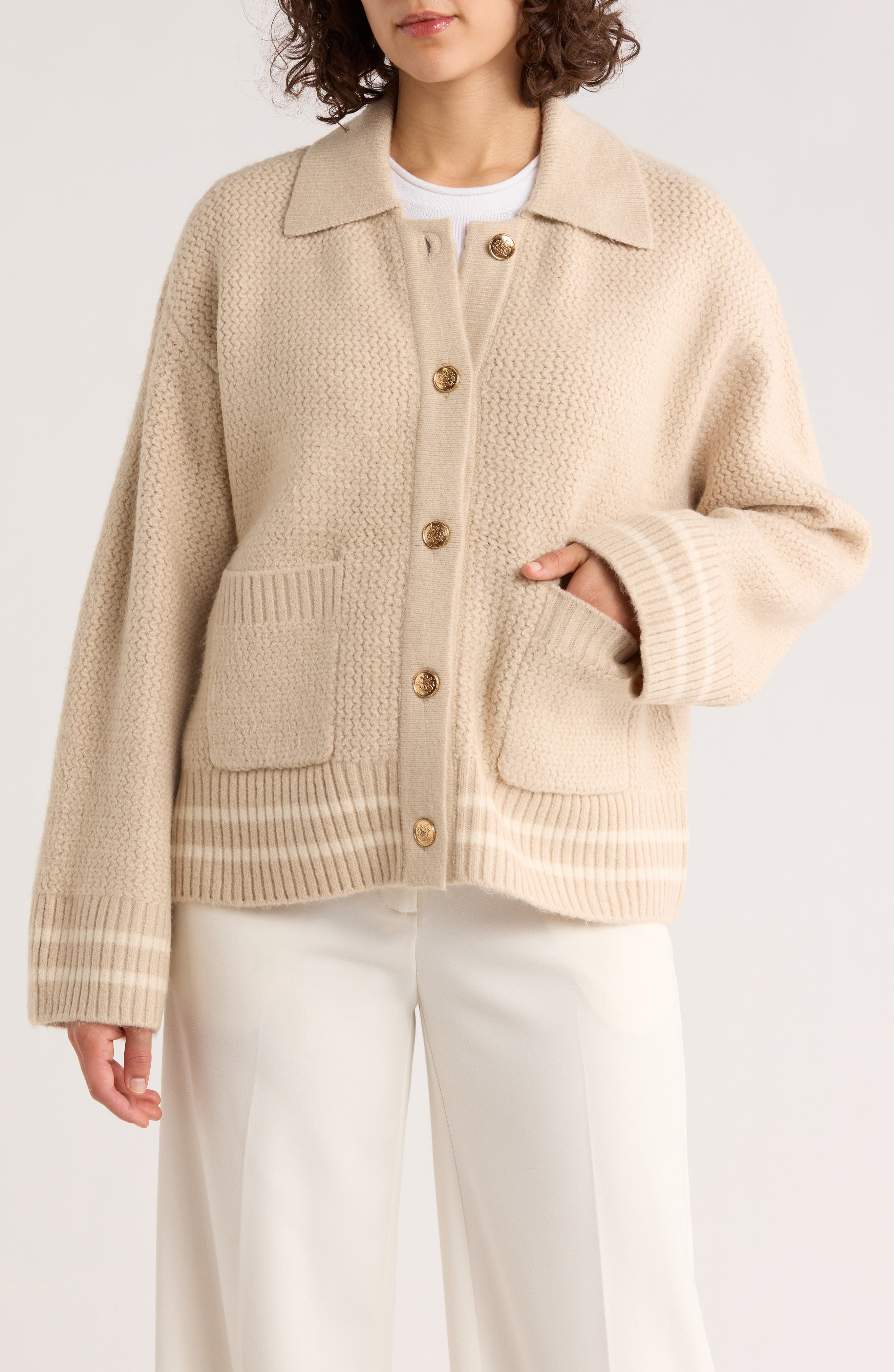 1.STATE Patch Pocket Sweater Jacket