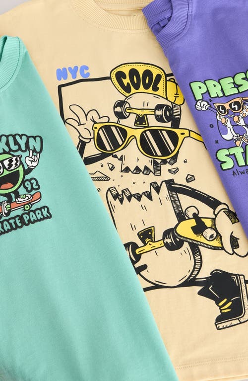 Next Kids' Assorted 3-pack Carton Graphic T-shirts In Yellow