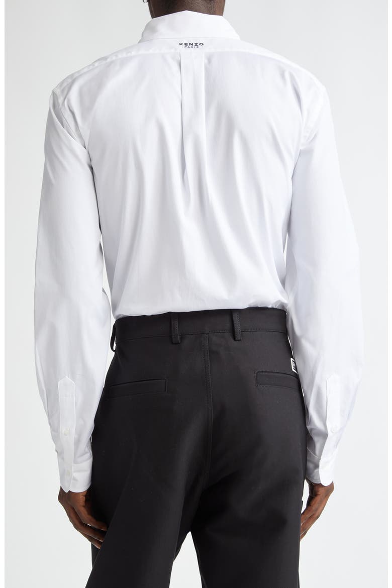 Boke Flower Embroidered Cotton Button-Down Shirt, Alternate, color, WHITE