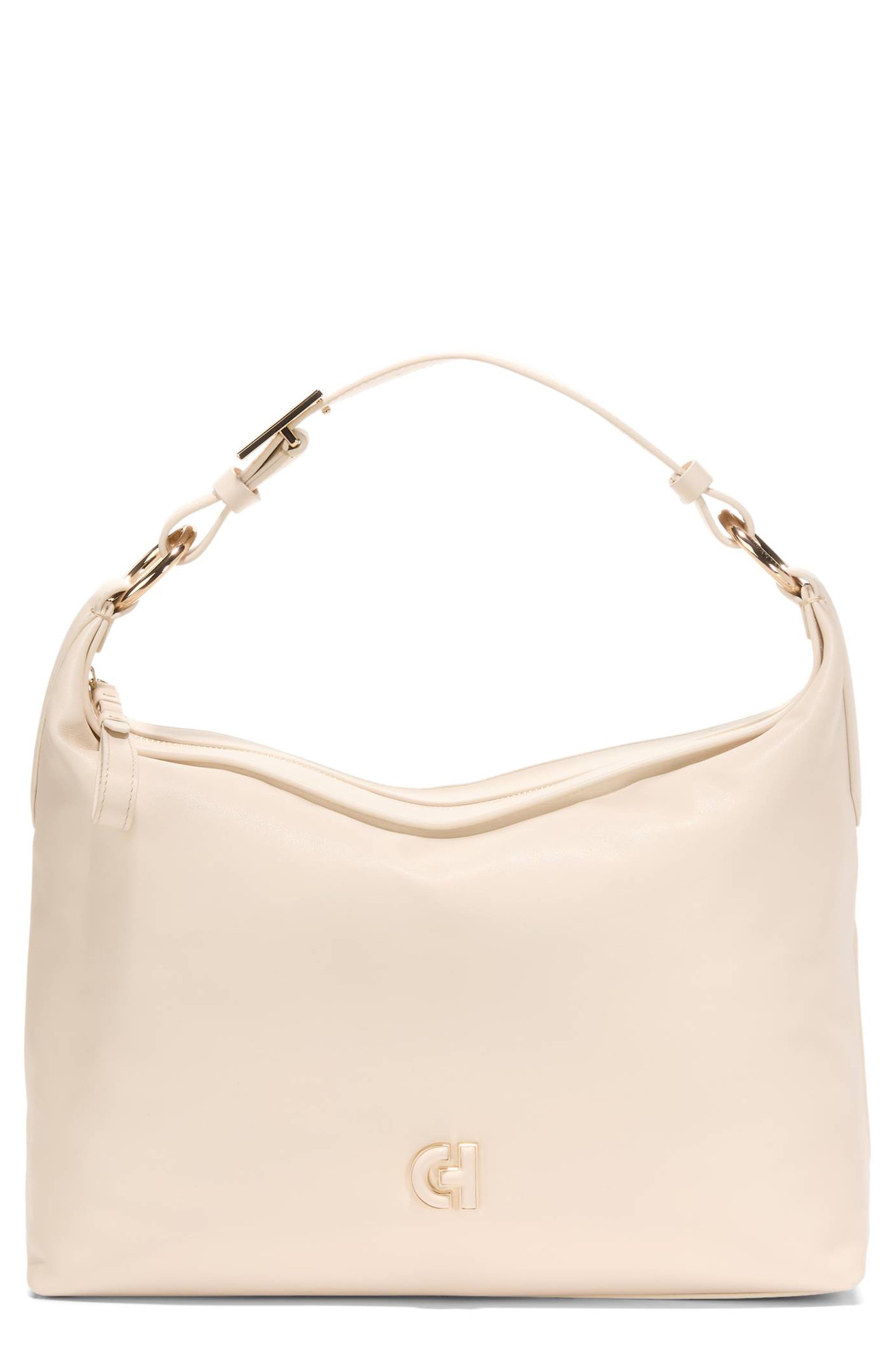 Kamila Leather Hobo Bag, Main, color, SAND DOLLAR