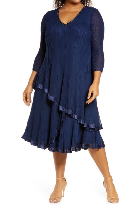 Beaded Neck Midi Cocktail Dress