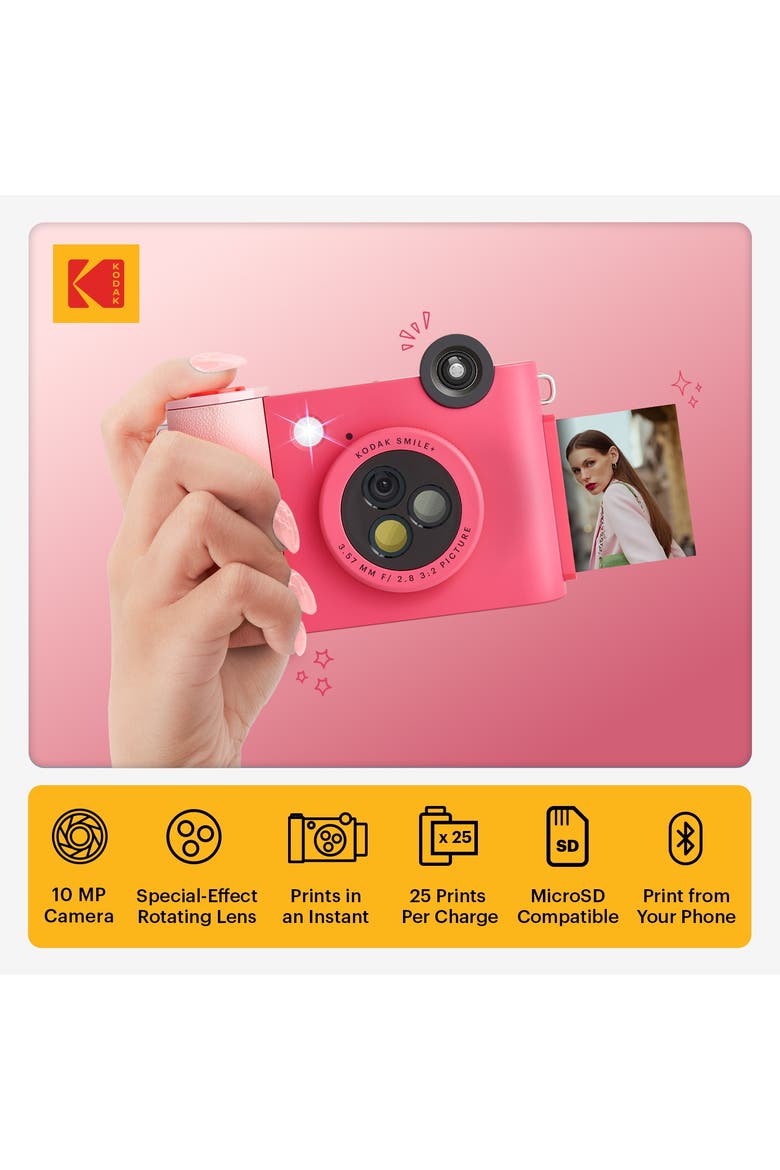 Smile+ Wireless 2x3 Digital Instant Print Camera with Effect Lenses & Zink Technology, Alternate, color, Fuchsia
