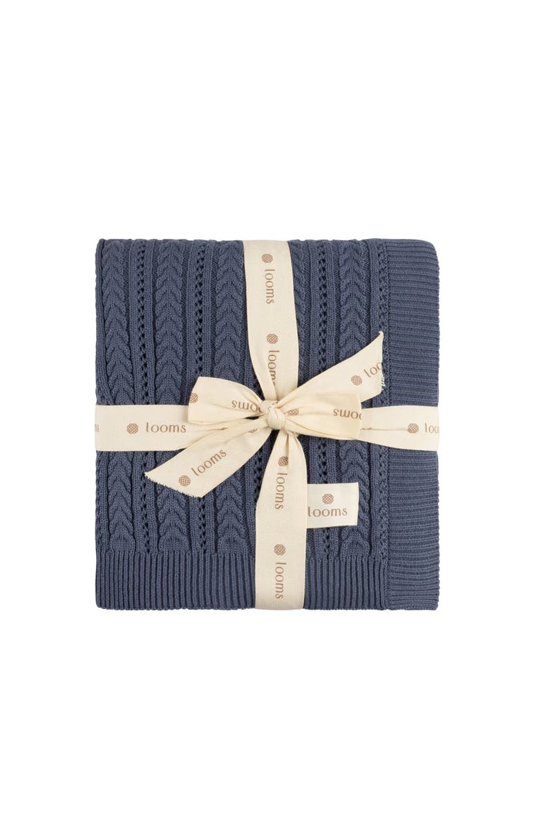 Ely's & Co. Looms Cable Pointelle Flat Collection - Blanket, Alternate, color, Blue