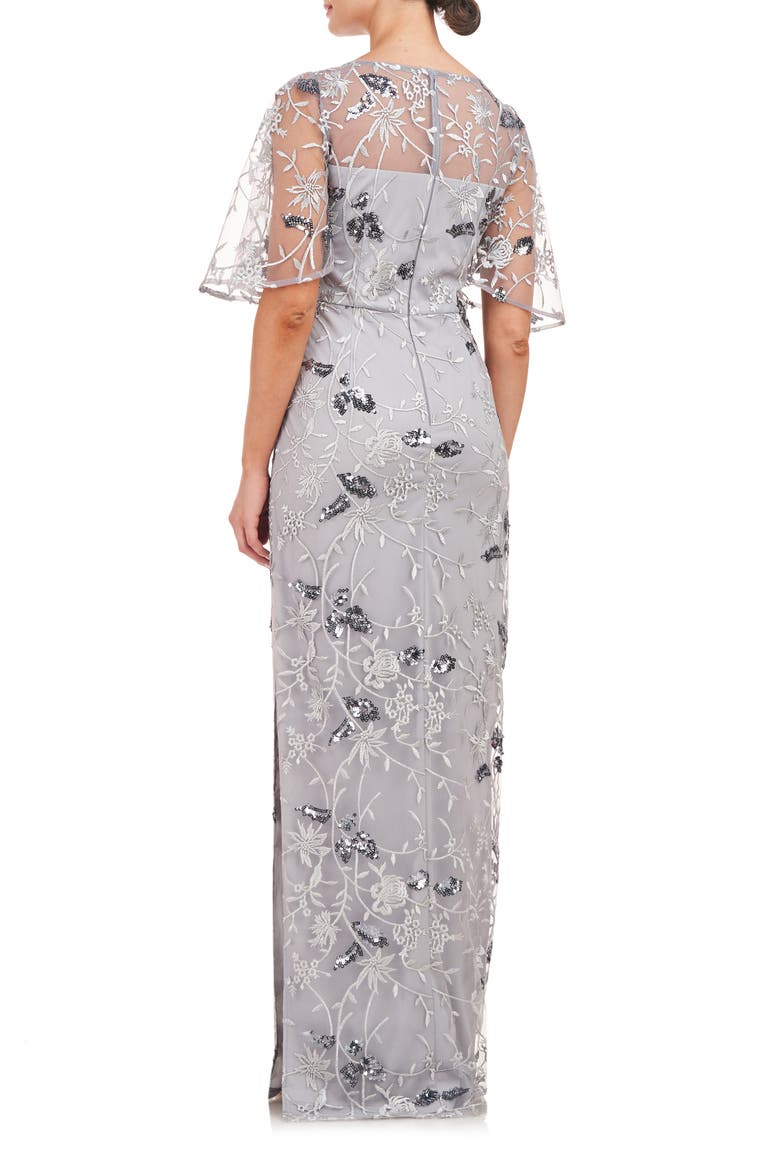 JS Collections Daphne Embroidered Sequin Column Gown (Women